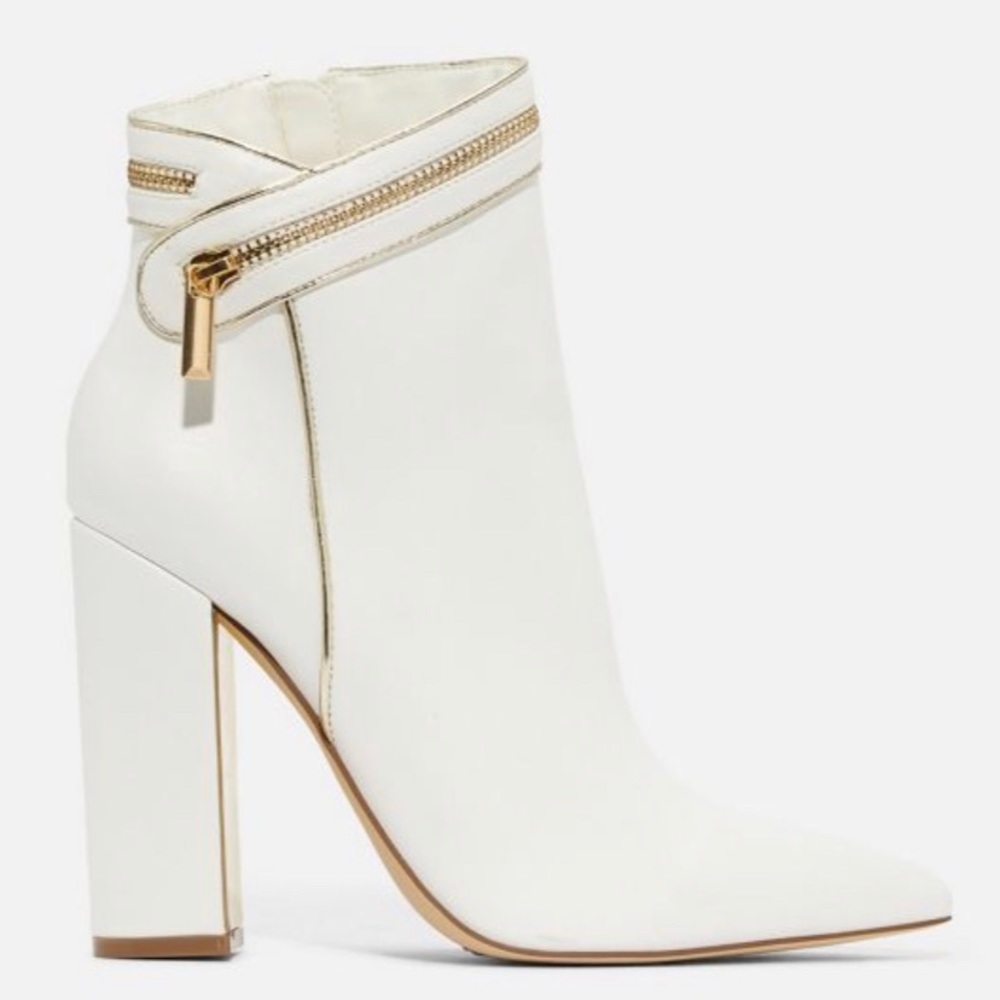 WHITE GOLD ZIP CONTRAST BOOTIE !!!